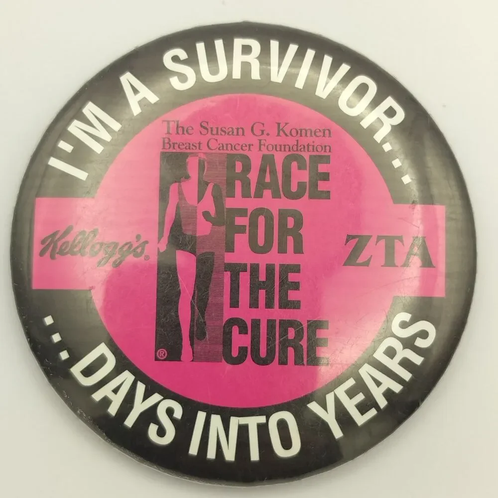 Susan G. Komen Race for the Cure Pinback Button I'M A SURVIVOR Kellogg's ZTA